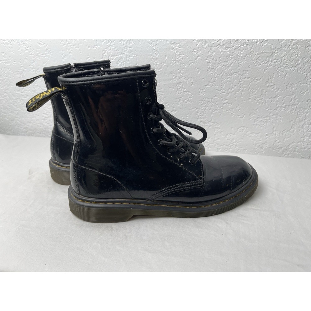 Dr. Martens ( 5 ) Shiny Black Patent Leather Combat Boots 1460 Doc Women